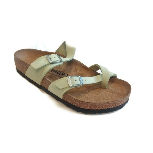 Birkenstock Mayari Womens Size 8 Leather Sandals Faded Lime Green Regular EU 39 - Picture 1 of 9